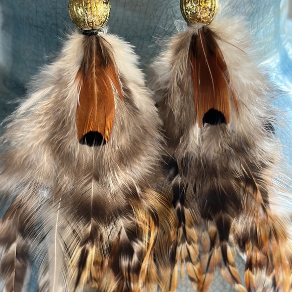 New Boho Brown Pheasant Feather Earrings 🪶 - Picture 3 of 10